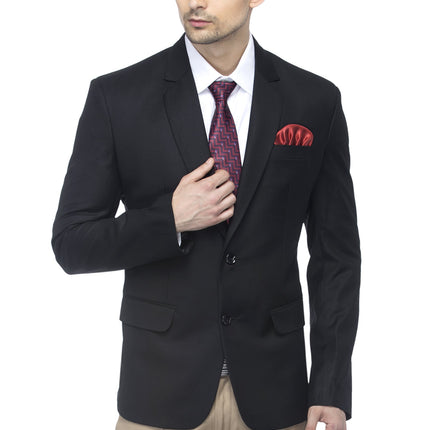 FAVOROSKI Designer Men's Slim Fit Notched Lapel Single Breasted Solid Blazer, Black (FVBL161133-BLACK-5XL) 
