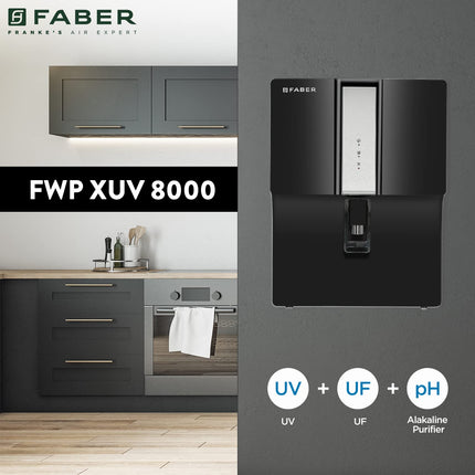 Faber XUV 8000 (UV + UF + Alkaline)| 7L Storage|7 Stage Filtration Pre & Post Carbon|Upto 500 PPM TDS|Tank Full, Power, Purification Indicator|Suitable for Municipal Water 