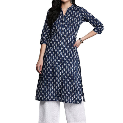 Libas Women's Cotton Regular Kurta (26458_Blue 