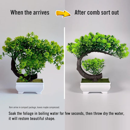 Dekorly Small Fake Plants/Plastic Artificial Bonsai Tree for Bookshelf Bathroom Home Décor, Farmhouse Zen Garden Room Decor, Tall 8.5" (Green-Regular, Height : Upto 22CM) 