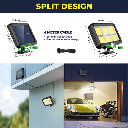 Solar Light Outdoor with Motion Sensor, Solar Light + Solar Panel Separate Design with 4m Cable for Home Garden Balcony, Waterproof 120 LED Solar Wall Light with 120° Lighting Angle Night Spotlight 