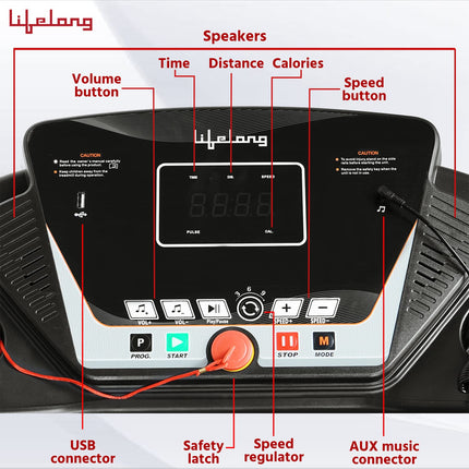 Lifelong FitPro (2.5 HP Peak) Manual Incline Motorized Treadmill for Home with 12 preset Workouts, Max Speed 12km/hr. Bluetooth Speaker|Max. User Weight 100Kg, (LLTM09) 