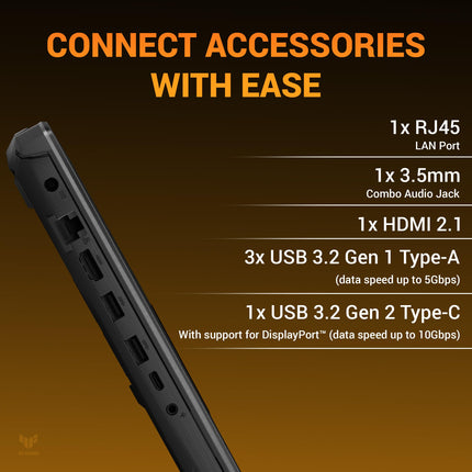 ASUS TUF A15 (2025), AMD Ryzen 7 7445HS, Gaming Laptop(RTX 3050,75W TGP,16GB DDR5(Upgradeable Upto 64GB )512GB SSD,FHD,15.6",144Hz,RGB Keyboard,48Whrs,Windows 11,Graphite Black,2.3 Kg) FA506NCG-HN199W 