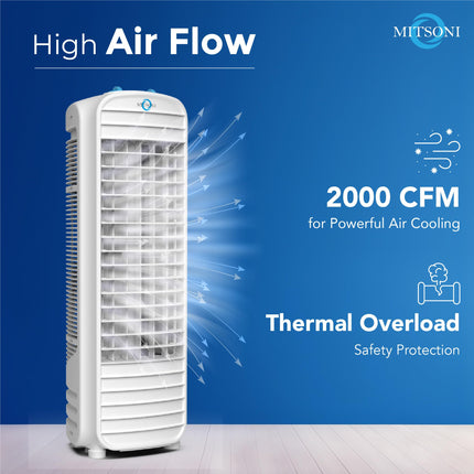 MITSONI VentoMax Tower Fan For Home | Lightweight Portable Tower AC | Tough Blower With 3 Speed Control | High Air Throw with Swing Control |1- Year Warranty 