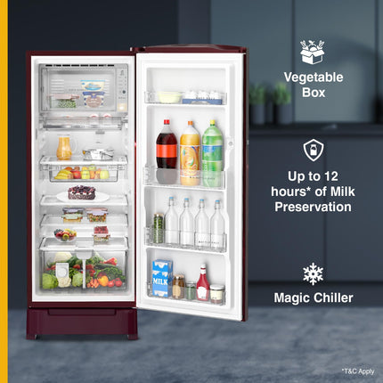 Whirlpool 236 L 4 Star Frost Free Inverter Direct-Cool Single Door Refrigerator (Auto-Defrost, Intellisense Inverter, 260 IMPRO PLUS ROY 4S WINE Breeze-Z, 2024 Model) 