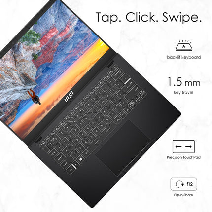MSI Modern 14, Intel 12th Gen. i3 1215U,36CM Laptop(8GB/512GB NVMe SSD/Windows 11 Home/UHD Graphic/Classic Black/1.4Kg),C12MO-1205IN 
