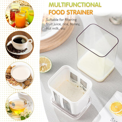 Greek Yogurt Strainer, 1100ml Multi Yoghurt Maker Strainer with Fine Mesh Bag & Lid for Thick Greek Yogurt, Soybean Milk, Kefir, Berries, Soup, Fruit Juice, Coffee 