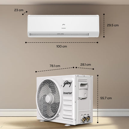 Godrej 1.5 Ton 5 Star, 5 Years Comprehensive Warranty, 5-In-1 Convertible Cooling, Inverter Split AC (Copper, 2025 Model, Heavy duty cooling at 52 °C, AC 1.5T EI 18II5T WZS Split 5S, White) 