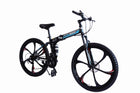 MIOOX MTB Foldable Alloy Wheel Black Mountain Bike with 26X4 Inch Tyres Folding Bike for Adults with 21 Gears (Frame - 26 Inch) (Blue) 