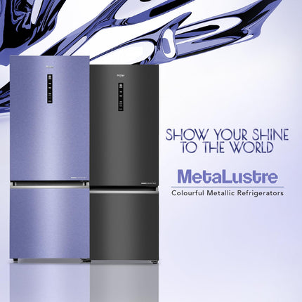 Haier 325 L 3 Star Frost Free Bottom Mount Double Door Refrigerator|Convertible 14-in-1|Jhukna Mat-Bottom Freezer|Digital Display Panel|Triple Inverter|Twist Ice Maker (HEB-333GB-P, Graphite Black) 