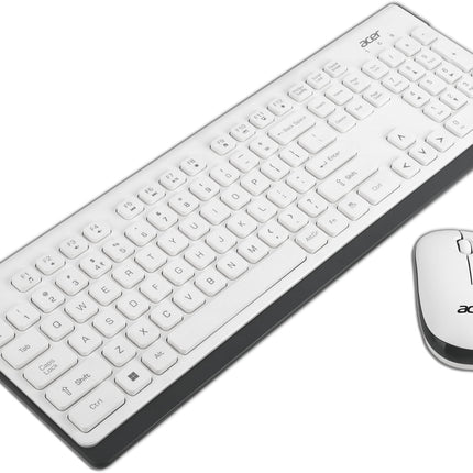 Acer Wireless Keyboard & Mouse Combo with Attractive Durable Design, 2.4GHz Nano Receiver, 10m Range, Indian Rupee Key Code, 1600 DPI, 10M Keystrokes Life for Microsoft Windows and Mac OS(White/Grey) 