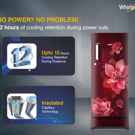 Whirlpool 192 L 4 Star Direct-Cool Single Door Refrigerator with Base Drawer (215 IMPC ROY 4S Wine Mulia-Z) 