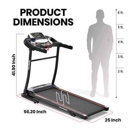 Sparnod Fitness STH-1200 Motorized Treadmill for Home Use, 4 HP Peak DC Motor, 12 km/hr Speed, 110 kg Max User Weight, 12 Preset Workouts, Manual Incline, Hi-Fi Speaker, Safety Key,Black 
