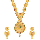 Shining Diva Fashion Latest Long Design Necklace Set For Women Traditional One Gram Gold Plated Jewellery Set for Women (Golden) (11503s) 
