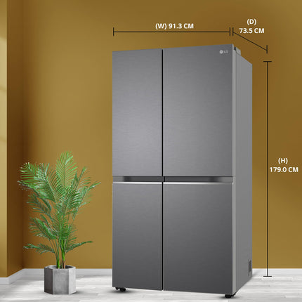 LG 655 L Frost-Free Smart Inverter Double Door Side-By-Side Refrigerator (GL-B257HDSY, Dazzle Steel, Express Freeze | Multi Air-Flow) 