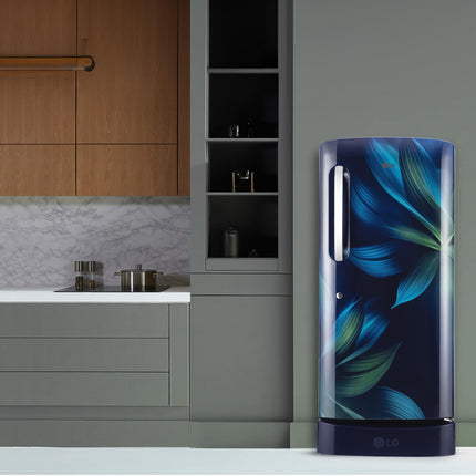 LG 210 L, 5 Star, Direct Cool, Smart Inverter Compressor, Single Door Refrigerator (2025 Model, GL-D231ABAU, Blue Aurora, Humidity Controller, Base stand with Drawer & Fast Ice Making) 