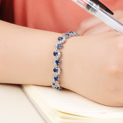 Shining Diva Fashion Royal Blue Crystal CZ Silver Plated Stylish Bracelet Gift for Girls Women(9576b) 