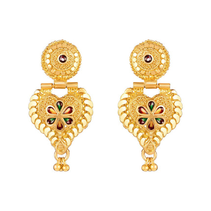 Shining Diva Fashion Latest Long Design Necklace Set For Women Traditional One Gram Gold Plated Jewellery Set for Women (Golden) (11503s) 