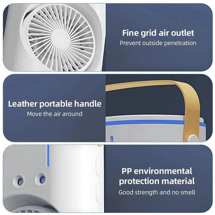 OWME Mini Air Cooler for Room Cooling AC Portable Mini Fan | Artic Cooler with 280ml | Rechargeable Mist Cooling Fan | 3 H Timer, 3 Wind Speeds, and 3 Spray Modes for Office, Home, Kitchen - White 