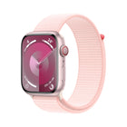 Apple Watch Series 9 [GPS + Cellular 45mm] Smartwatch with Pink Aluminum Case with Light Pink Sport Loop One Size. Fitness Tracker, Blood Oxygen & ECG Apps, Always-On Retina Display, Water Resistant 