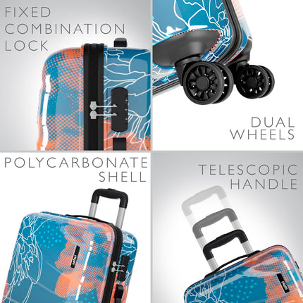 Safari Plastic Serene Hardside Suitcase, Lightweight And Scratch Resistant, Fixed Combination Lock, 360 Degree Dual Wheels, Telescopic Handle, Check-In Luggage Trolley Bag, Medium, 65Cm 