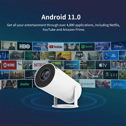 Smart Projector for Home 4K Support, Native 720p HD Resolution, 2500 Lumen, Rotabable Design, Speaker, Android 11 with Built-in Apps (Netflix, Prime, YouTube) WiFi, 100''Max Display 