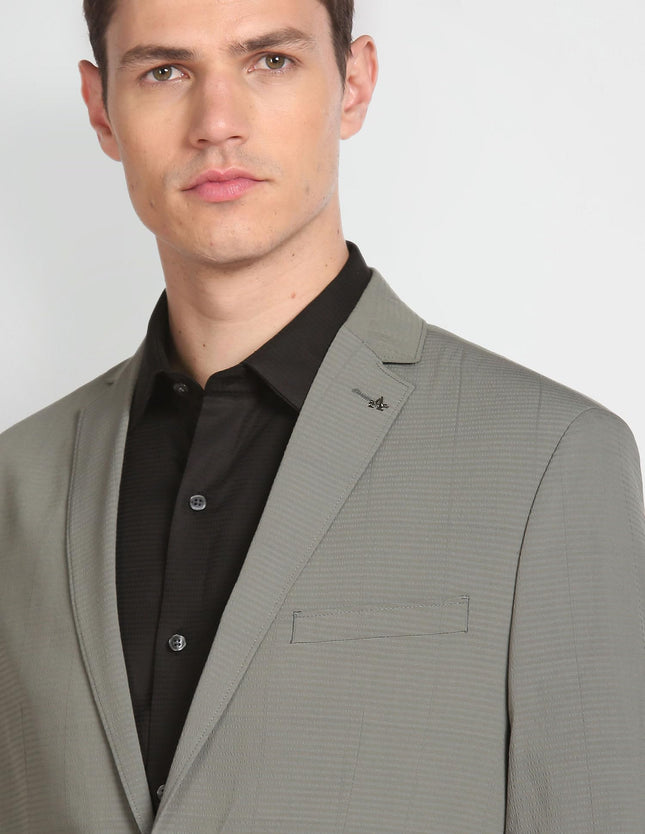 Arrow Men's Tailored Regular Fit Seersucker Blazer (ARAFBZ5067_Sage Green 