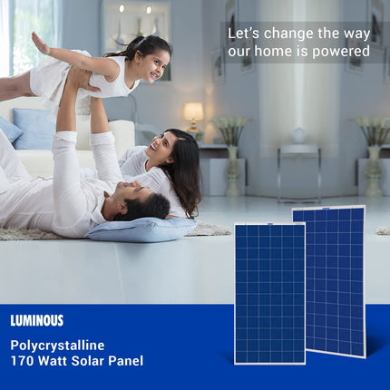 Luminous BIS Certified Polycrystalline 170 Watt Solar Panel for Home with PID Resistance Technology and Severe Weather Resilience (12 Volt) 