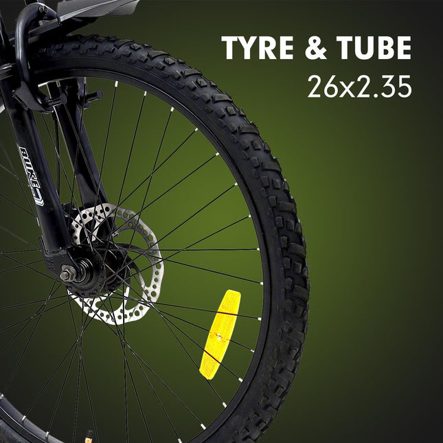 Avon Buke Spike 24T MTB Bicycles for Men|Tyre: 24 inches, Frame Size: 15.9'' Steel |Chainwheel with PVC Disc, Short Bend | Suspension Fork & Front & Rear Disc Break (Matt Black) 