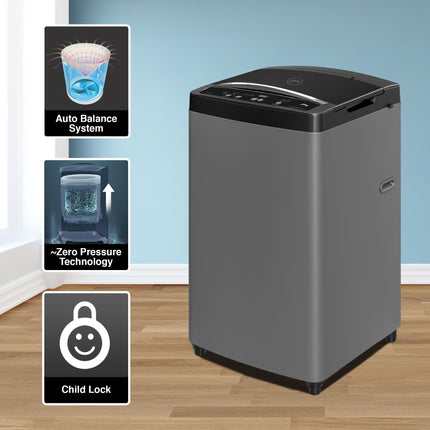 Godrej 7 Kg 5 Star Zero Pressure Technology Fills Tub 60% Faster, Auto Balance system,Fully-Automatic Top Load Washing Machine(2024 Model,WTEON ALP 70 5.0 FDTN GPGR, Graphite Grey, Steel Drum) 