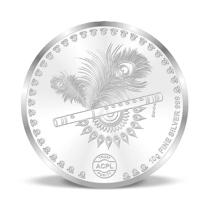 ACPL Precious Moments BIS Hallmarked Silver Coin Radha Krishna on the swing Multi-Color 10 gm 999 Pure 