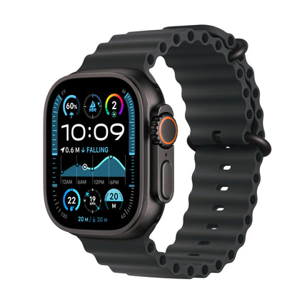 Apple Watch Ultra 2 [GPS + Cellular 49 mm] Smartwatch, Sports Watch with Black Titanium Case with Black Ocean Band. Fitness Tracker, Precision GPS, Action Button, Bright Retina Display 