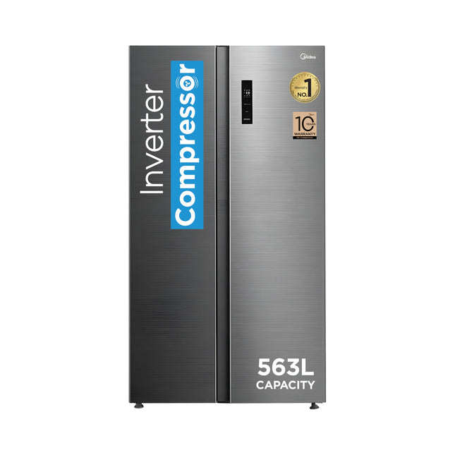 Midea 563 L Side By Side, Frost Free Refrigerator |Digital Display|Stabilizer Free Operation|Inverter compressor (MDRS710FGF46 Bru Steel) 