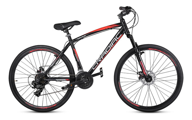 Cradiac Discover PRO 21 Speed Steel High Performance Gear Hybrid Cycles for Men with Front Suspension & Disc Brakes | Ideal for 15+ Years, Unisex, Frame Size : 18.5 Inch | 700 * 35C Tires 
