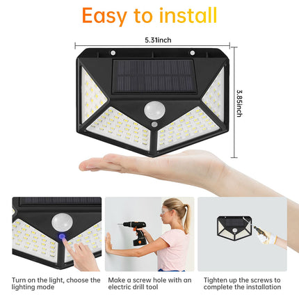 SUNET 100-LED Motion Sensor Outdoor Light IP65 Waterproof Wireless Led Solar Outdoor Lights Bright for Backyard Garden Fence Patio Front Door Garage Deck Pathway Porch 
