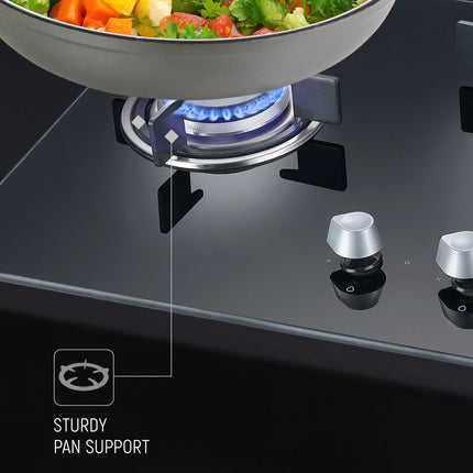 Prestige Marvella Hob Black Al - 4B (With Glass Top, 4 Unit Burners & Auto Ignition) 