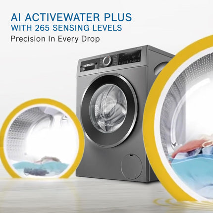 Bosch 10.5/6 KG Inverter Fully Automatic Front Load Washer Dryer with LED TOUCH DISPLAY (WNA2E4U1IN,Cast Iron Grey) 