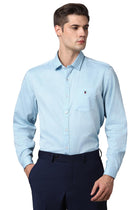 Louis Philippe Men's Slim Fit Shirt (LYSFCSLB283387_Blue 