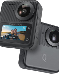 KanDao QooCam3 360° Camera with1.55 Sensor (Dual Battery Bundle) Waterproof Camera, 5.7K Wide-Angle with Lens Cover, Realtime Editing, 5X Stabilization for Sports, Outdoor, Travel 