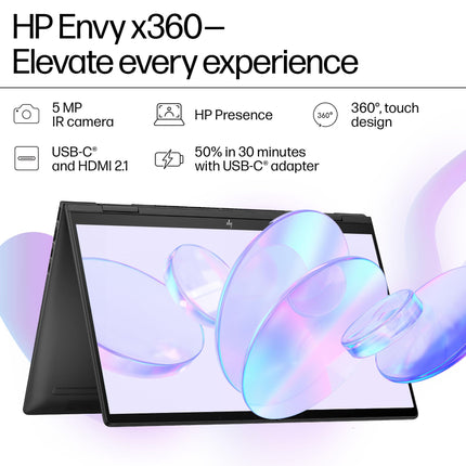 HP Envy x360 2-in-1 Laptop,AMD Ryzen 7 7730U,15.6-inch(39.6 cm),FHD,Touch,16GB RAM,512GB SSD,5MP Camera,Audio by B&O,Windows 11,MSO,Black,1.82 kg,15-fh0032AU 