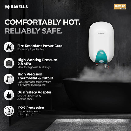 Havells Instanio Prime 25L Storage Water Heater(Geyser)|Faster Heating|Safer to use|Saves electricity|Engineered for Hard Water|Color Changing LED Indicator|Anti Rust Tank|Heavy Duty Heating Element 