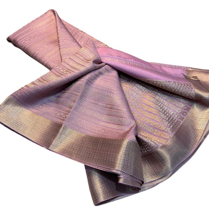 Women Pure Brocade Mysore Silk Sarees,Zari Weaving,Rich Pallu,Jacquard Blouse,Baby Pink Saree 