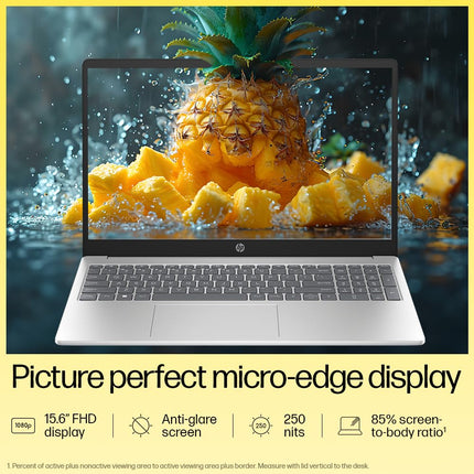 HP 15, AMD Ryzen 3 7320U, 8GB LPDDR5, 512GB SSD, Anti-Glare, Micro-Edge, 15.6-inch (39.6 cm), FHD, AMD Radeon Graphics, 1080p HD Camera, (Win 11, Silver, 1.59 kg), fc0154AU 