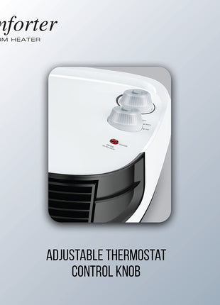 Havells Comforter 2000 Watt Room Heater with Overheat Protection| Easy to Carry for Bedroom and Office| Adjustable Thermostat Control Knob & Adjustable Vent for Air Delivery (White and Black)