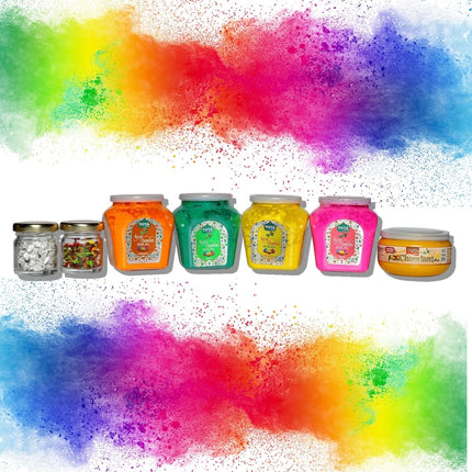 TOTA Divine Holi Gift Pack – 4 Flavours × 100g Herbal Gulal with 2 Mukwas and 1 Chandan Tika | Organic Holi Colours Powder | Gifts Hamper – Set of 4 Holi Gulal Jar + Mouth freshner + Chandan Tilak 