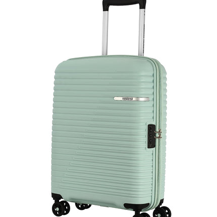 American Tourister Cabin Liftoff 55 CM Small Polypropylene (PP) Hard 8 Wheels Spinner Luggage/Suitcase/Trolley Bag for Travel (Sea Blue) 