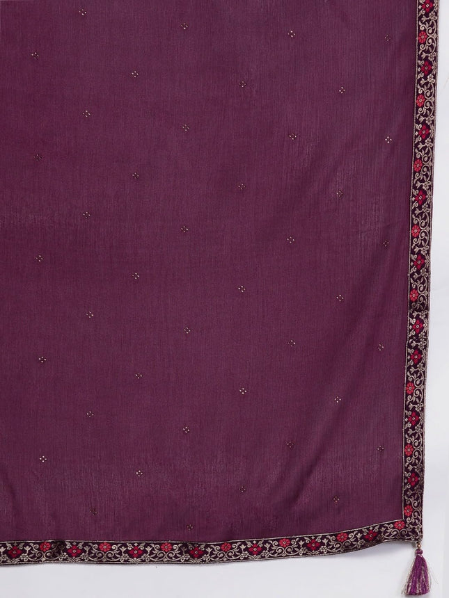 Libas Women's Silk Blend Kurta Sets (33345O_Purple 