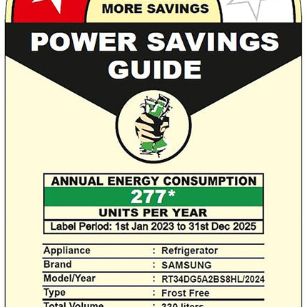 Samsung 330 L, 2 Star, Convertible 5-in-1, Digital Inverter, Frost Free Double Door, WiFi Enabled Bespoke AI Refrigerator (RT34DG5A2BS8HL, Elegant Inox, Silver) 