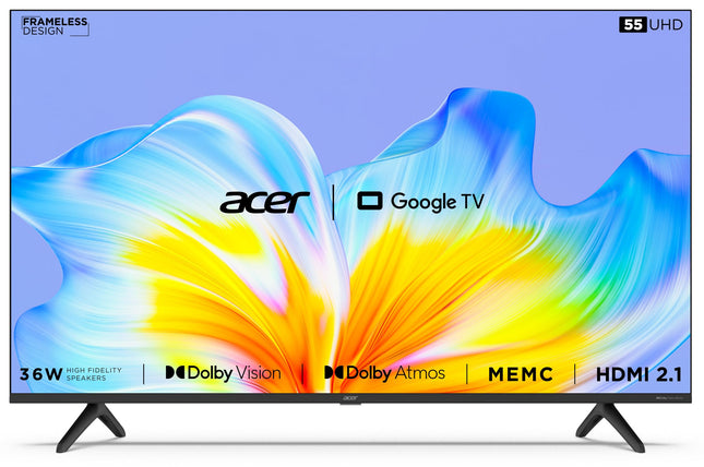 acer 139 cm (55 inches) Advanced I Series 4K Ultra HD Smart LED Google TV AR55GR2851UDFL (Black) 