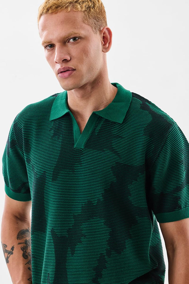 SNITCH Men's Polo T-Shirt | Self-Design Pattern | 100% Cotton Fabric, Regular Fit & Breathable Material | Casual Wear & Streetwear 